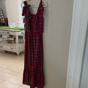 Red Plaid Maxi Dress